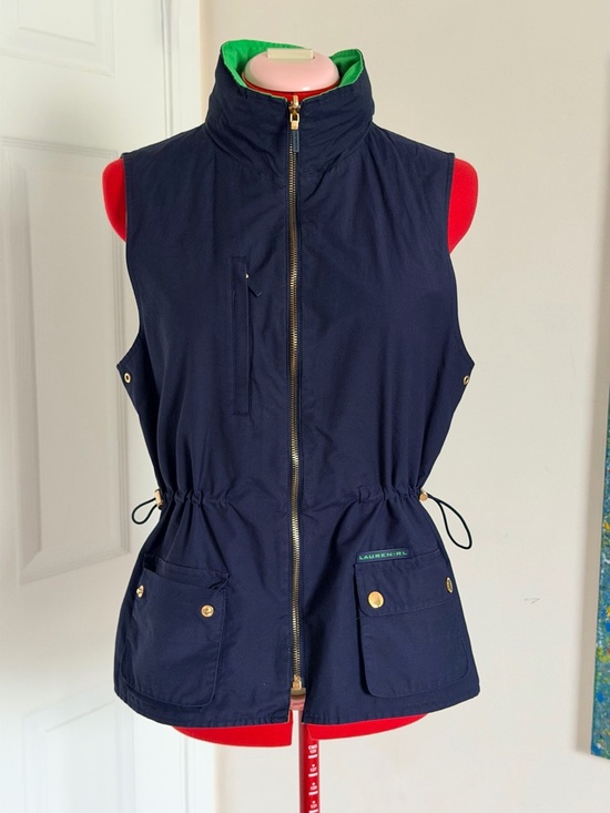 Lauren Ralph Lauren Jackets & Blazers - Vintage Y2K Lauren Ralph Lauren Reversible Vest Navy Green Hooded Gilet S–M (MP)